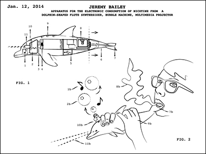 Patent Drawing #8 Apparatus for the Electronic Consumption of Nicotine from a Dolphin-Shaped flute synthesizer